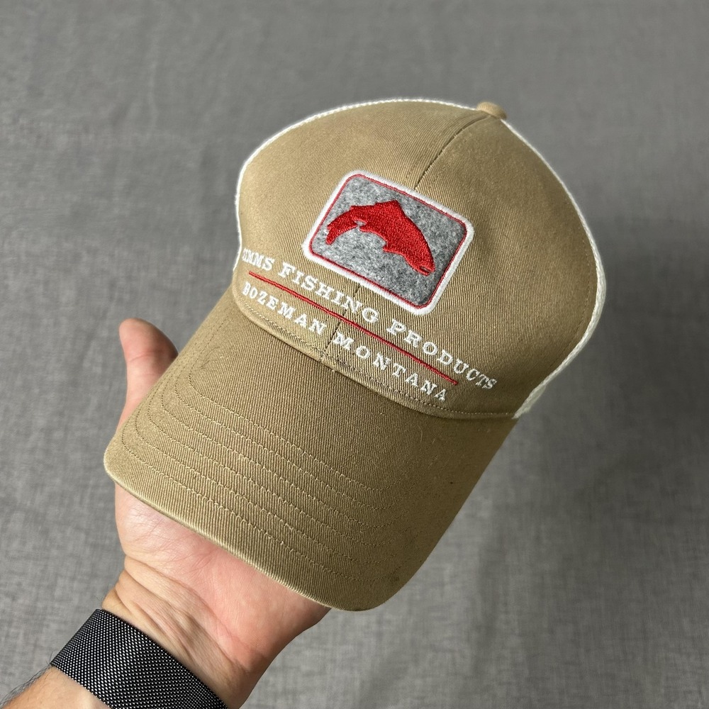 Simms Fishing Products Hat Cap Snap Back Mesh Trucker Patch Fishing Mens